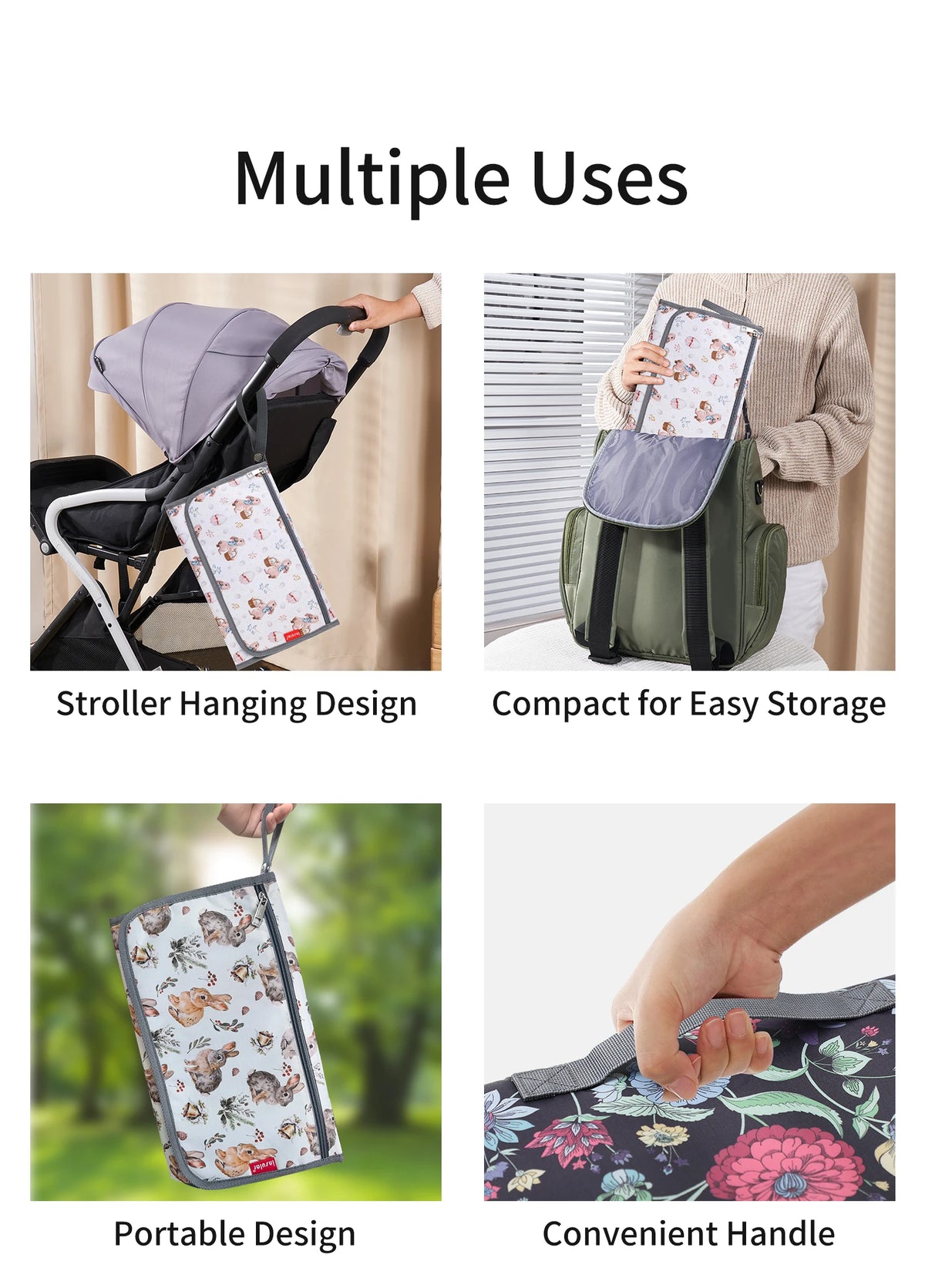Foldable Waterproof Baby Changing Pad with Storage