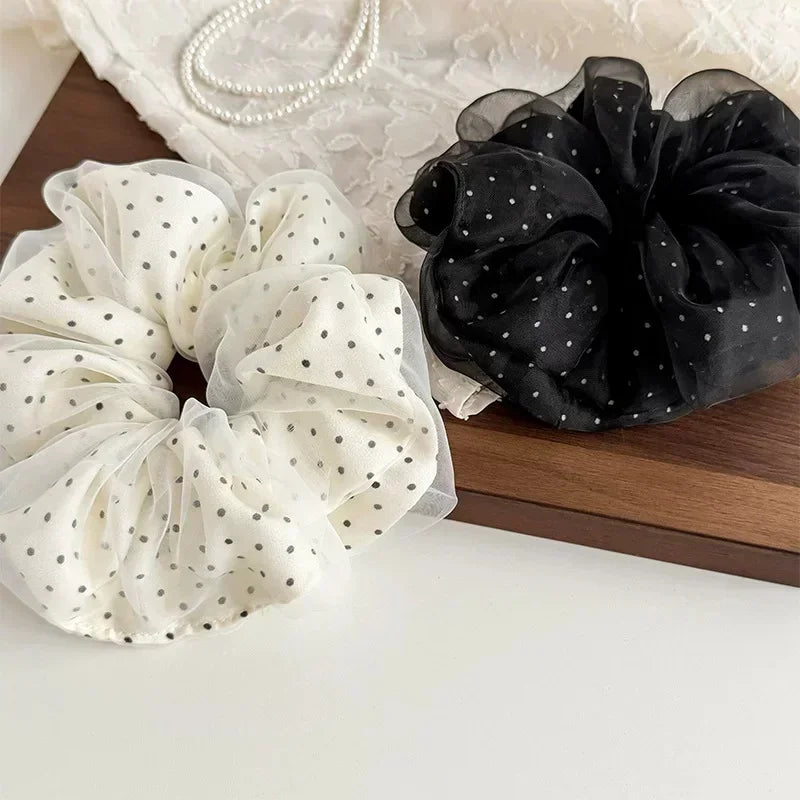 Polka Dot Mesh Scrunchie Hair Ties