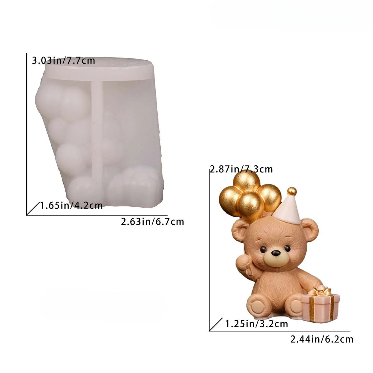Heart-Shaped Balloon Bear Silicone Mold for Candles & Resin Crafts