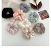 Plush Knit Scrunchie Hair Ties with Leather Accent