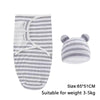 A striped cotton newborn swaddle blanket and hat set for a baby weighing 3-5kg