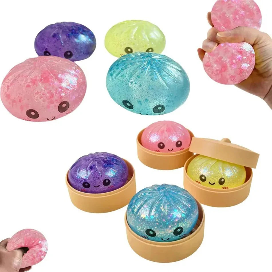 Glitter Squishy Fidget Dumpling – Sensory Stress Relief Toy