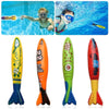 A set of colorful shark rocket pool diving toys for kids featuring various designs and colors.