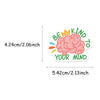 A pink brain illustration with the text BE KIND TO YOUR MIND and dimensions 5.42cm/2.13inch.