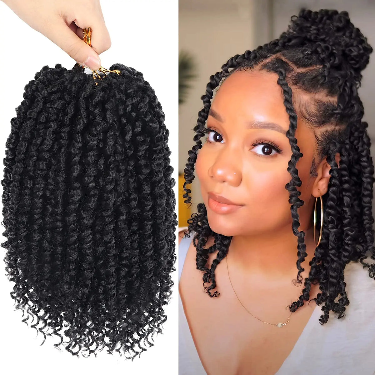A bundle of black pre-looped passion twist crochet hair for women