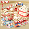 A set of 72 pieces of kids pretend play doctor kit with medical tools and a pink carry case.