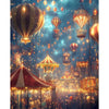 A vibrant painting by numbers kit featuring a detailed scenery canvas with acrylic paints and decorative lights.