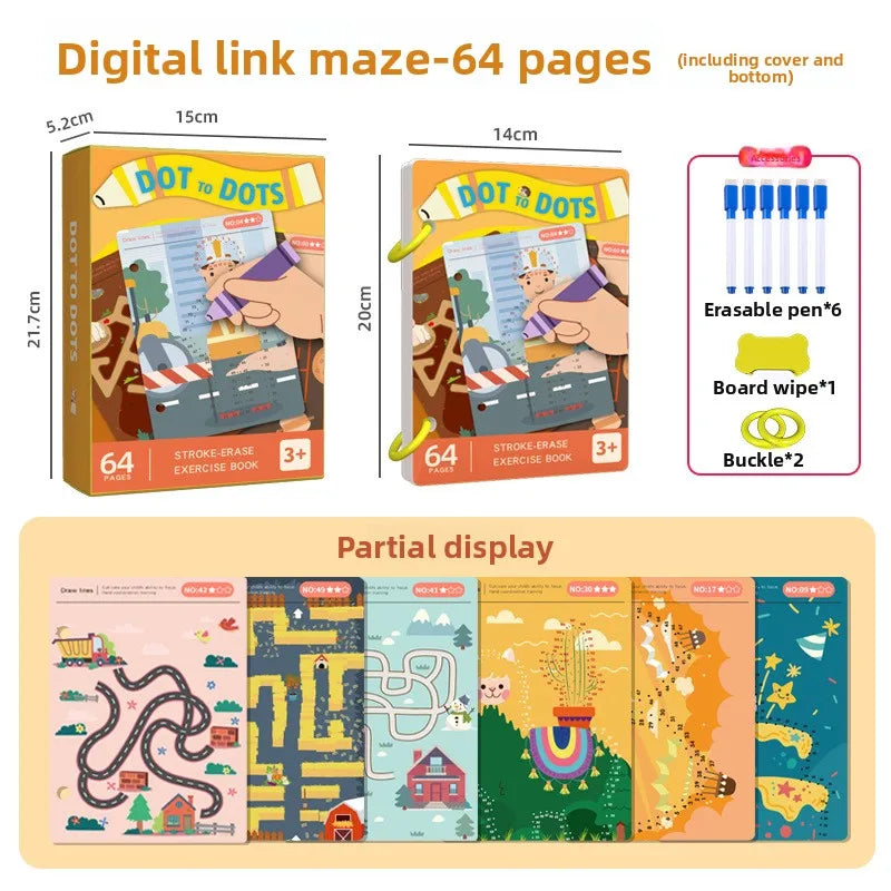 Reusable Magic Tracing Workbook with Pen & Eraser