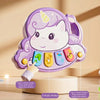 A purple unicorn-themed musical piano toy for kids with various animal figures and lights