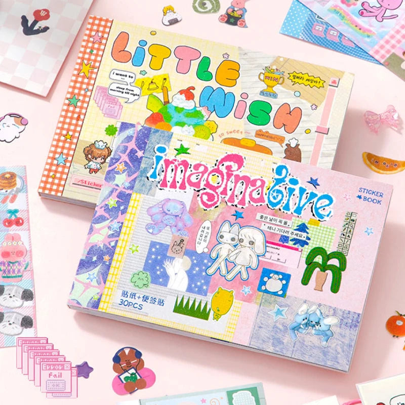 Korean Style Duplex Sticker Set (30 Sheets) for Scrapbooking & Journaling