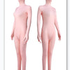 A full body spandex morph suit in a light pink color shown from the back.