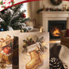 A pack of embossed Christmas decorative paper featuring festive designs like pinecones, ornaments, and golden boots.