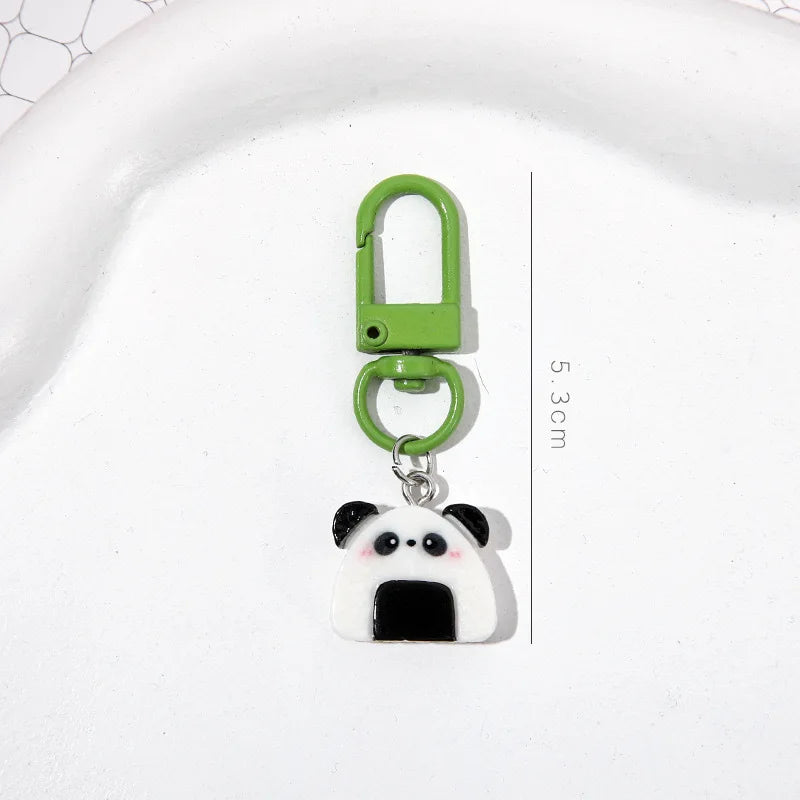 A small green padlock keychain featuring a cute panda charm on a white background.