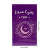 A purple box for Cosmic Cycles Tarot cards featuring a crescent moon and planet design.