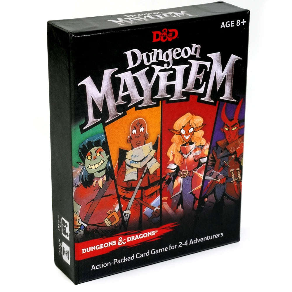 Box of Dungeons & Dragons Mayhem card game featuring monster adventures for game night