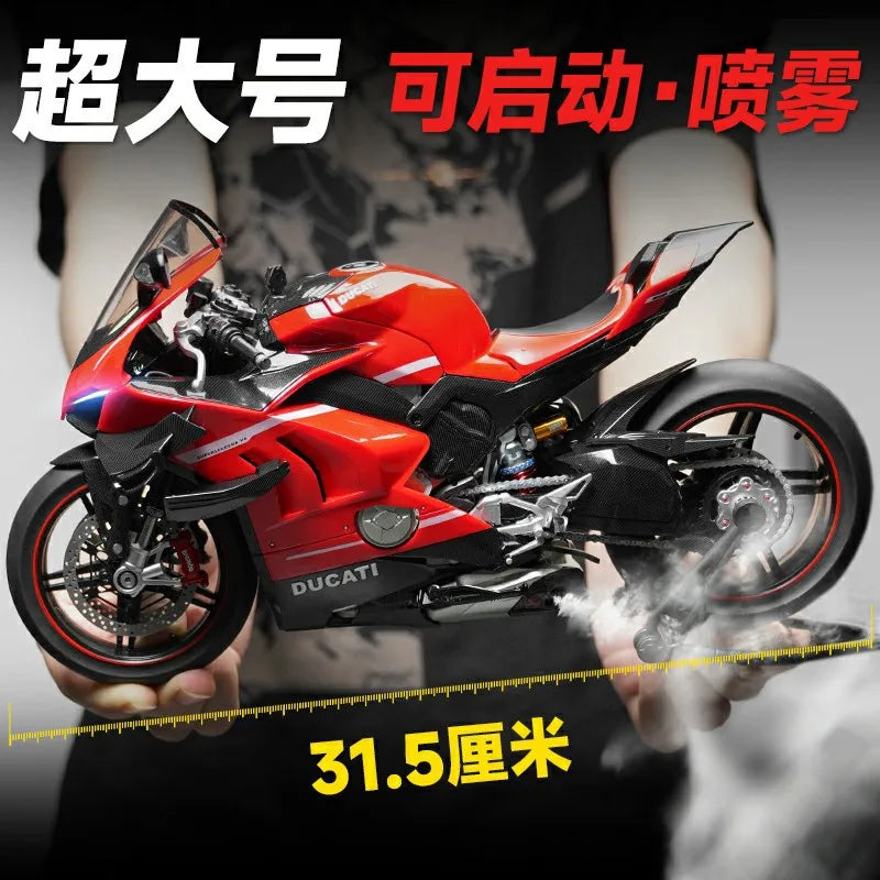 1:7 Scale Ducati V4 Diecast Motorcycle Model with Sound and Light Effects