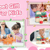 A set of dollhouse furniture and miniature kitchen items for kids, including figures and accessories.