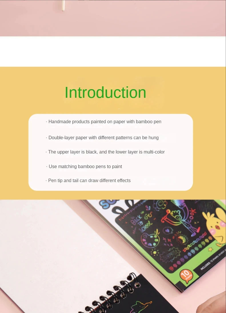 Rainbow Scratch Art Paper Set for Kids – DIY Graffiti & Drawing Activity Book