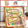 A wooden maze toy featuring colorful magnetic beads and numbers for counting and fine motor skill development.