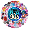 A colorful collage of sparkly 90s retro graphics and disco themes featuring various stickers.