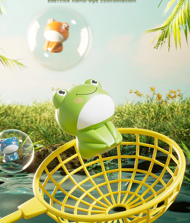 Musical Frog Catching Game with Turntable and Nets