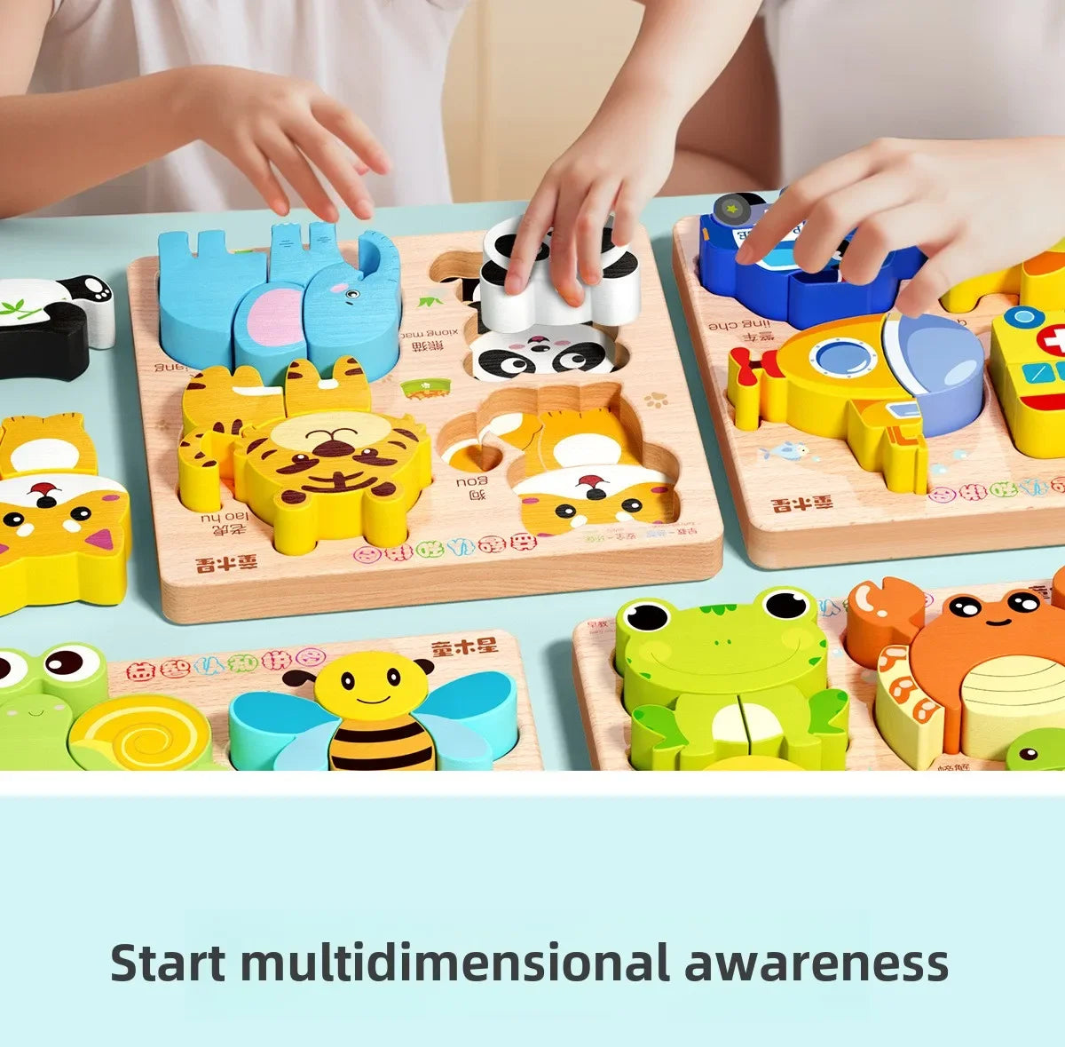 Montessori 3D Wooden Animal & Traffic Puzzle for Kids