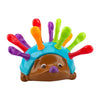 A colorful hedgehog fine motor skills toy with bright colored spikes for toddlers.