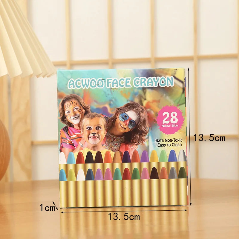 Non-Toxic Face Paint Crayons Set - Safe Face & Body Art for Halloween, Cosplay & Festivals