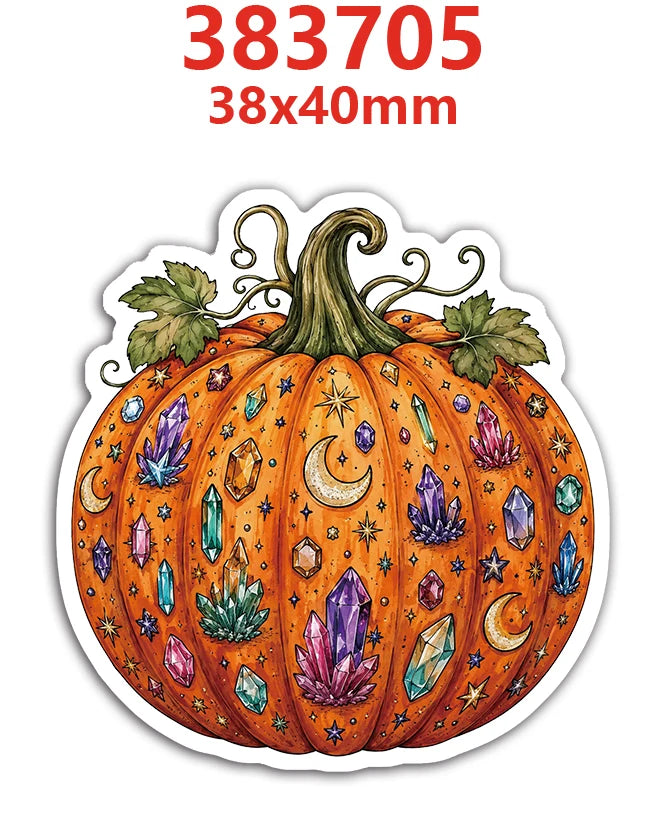 An autumn pumpkin with a carved face and decorative elements, suitable for resin craft projects.