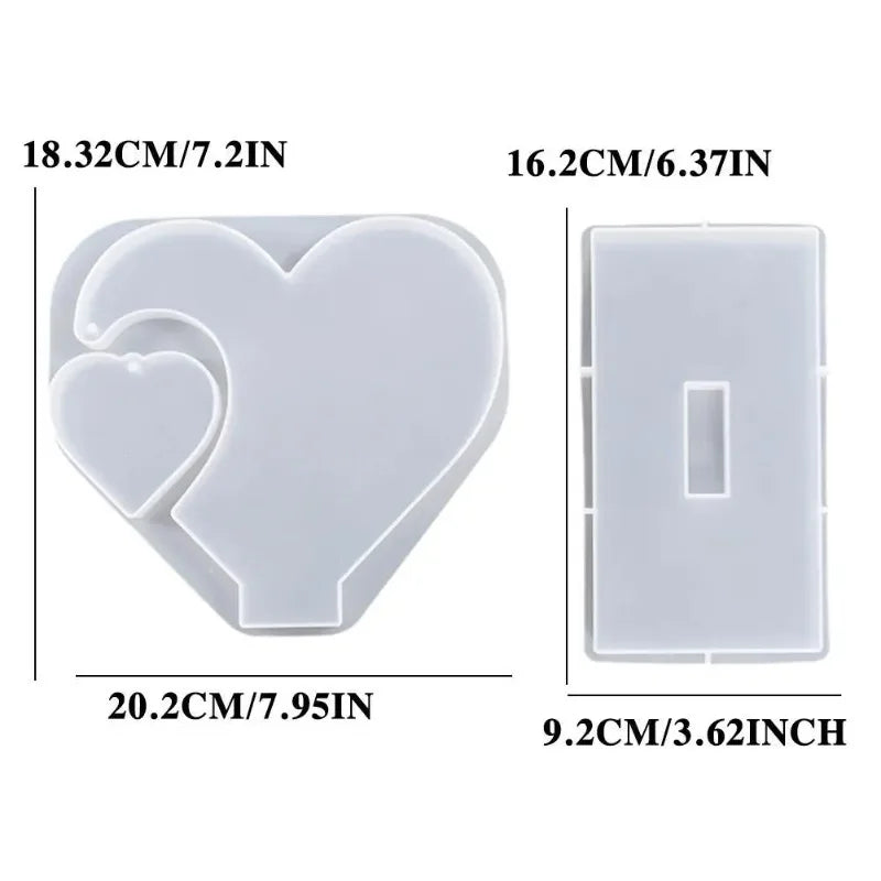 White resin molds for creating heart-shaped photo frames and DIY craft gifts