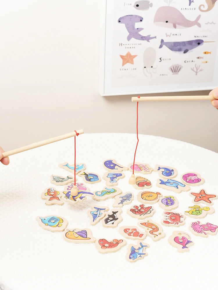 Wooden Magnetic Fishing Game for Kids – Montessori Marine Life Toy