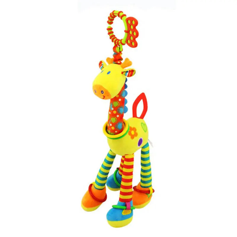 Plüschtier aus Giraffe und Zebra mit angehängten Glöckchen.