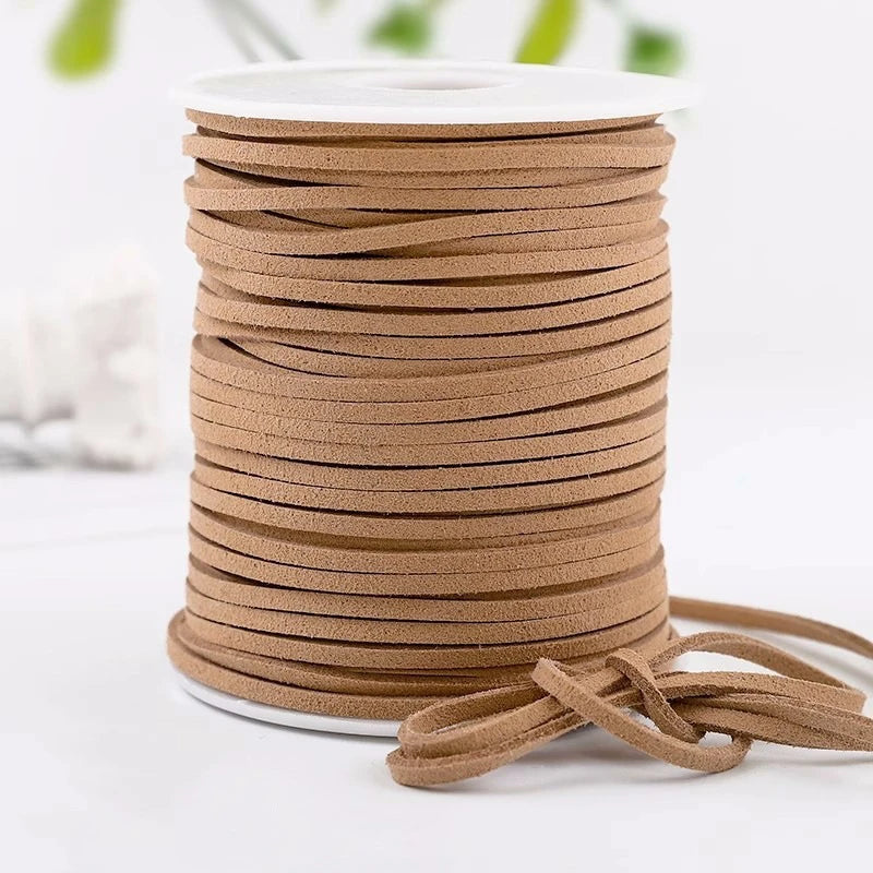 Roll of brown velvet faux suede braided ribbon for crafting and gift wrapping