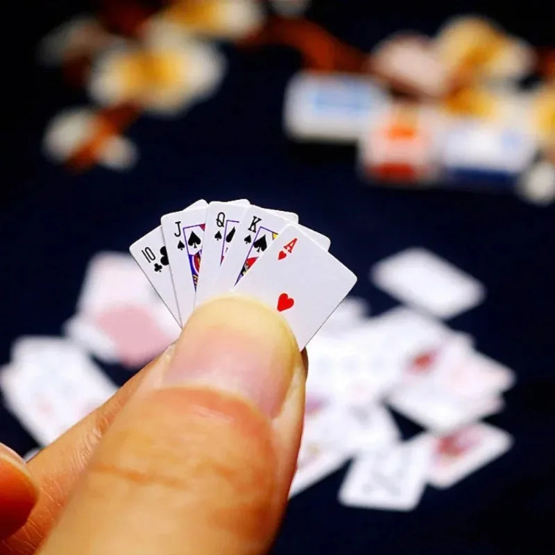 Miniature Playing Cards Set - Funny Novelty Poker for Travel & Pranks