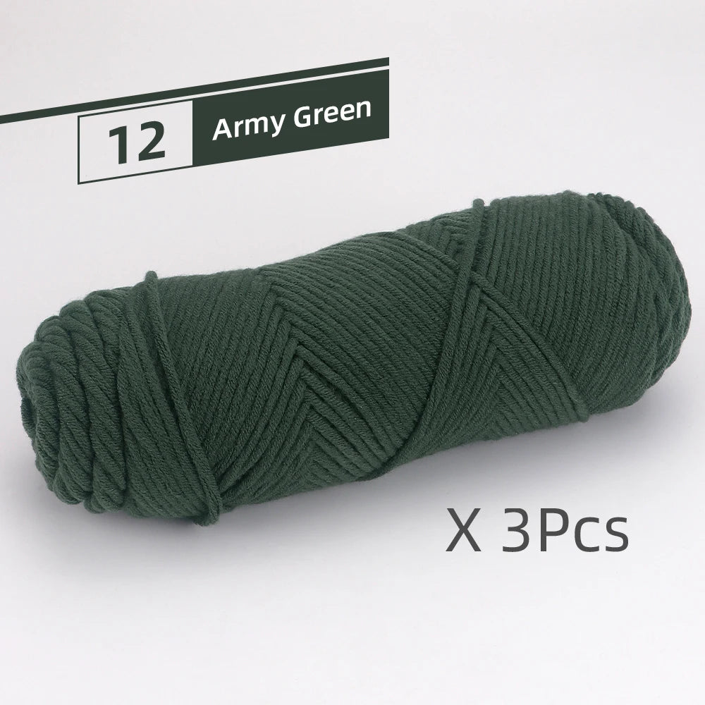 Army Green yarn skeins for knitting and crochet, shown in a coiled bundle.