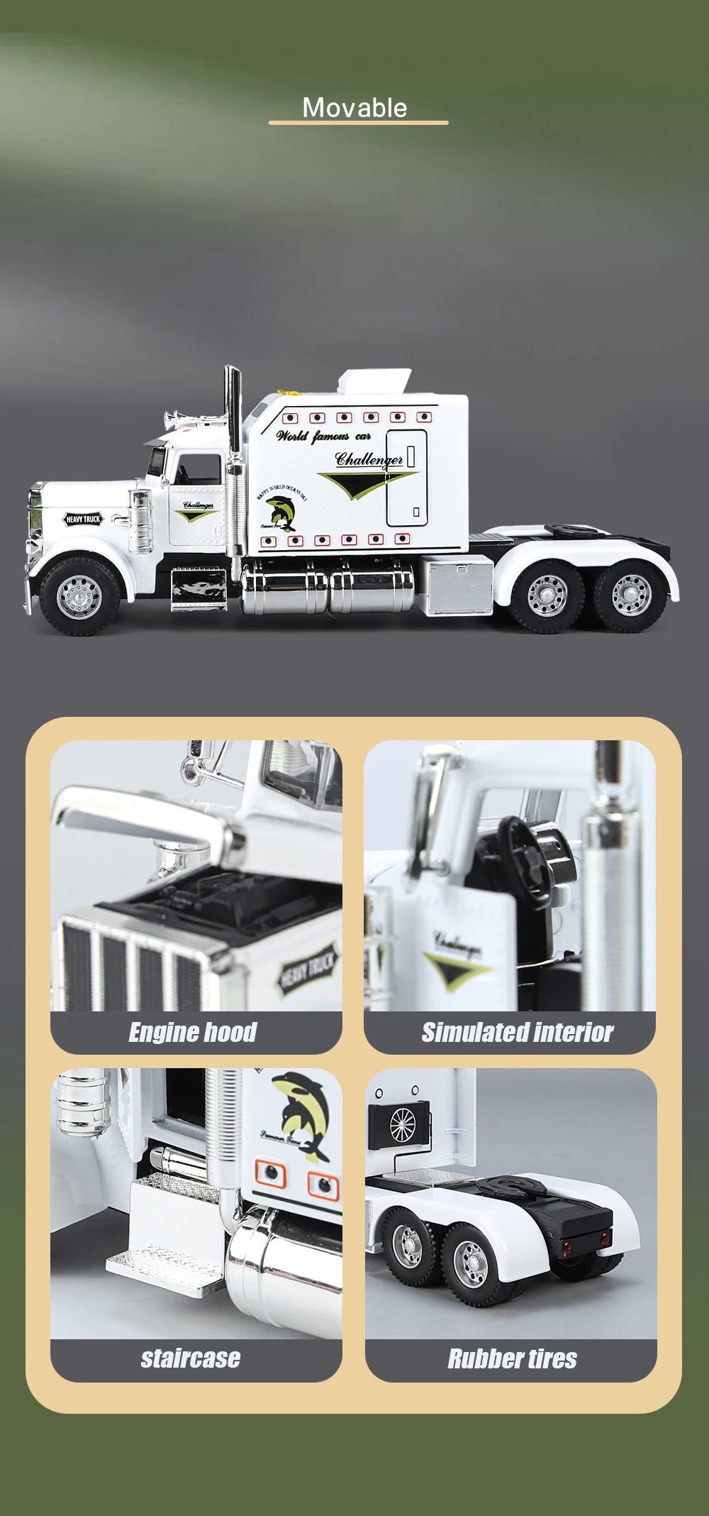 Realistic Die-Cast Peterbilt 389 Truck with Sound & Light