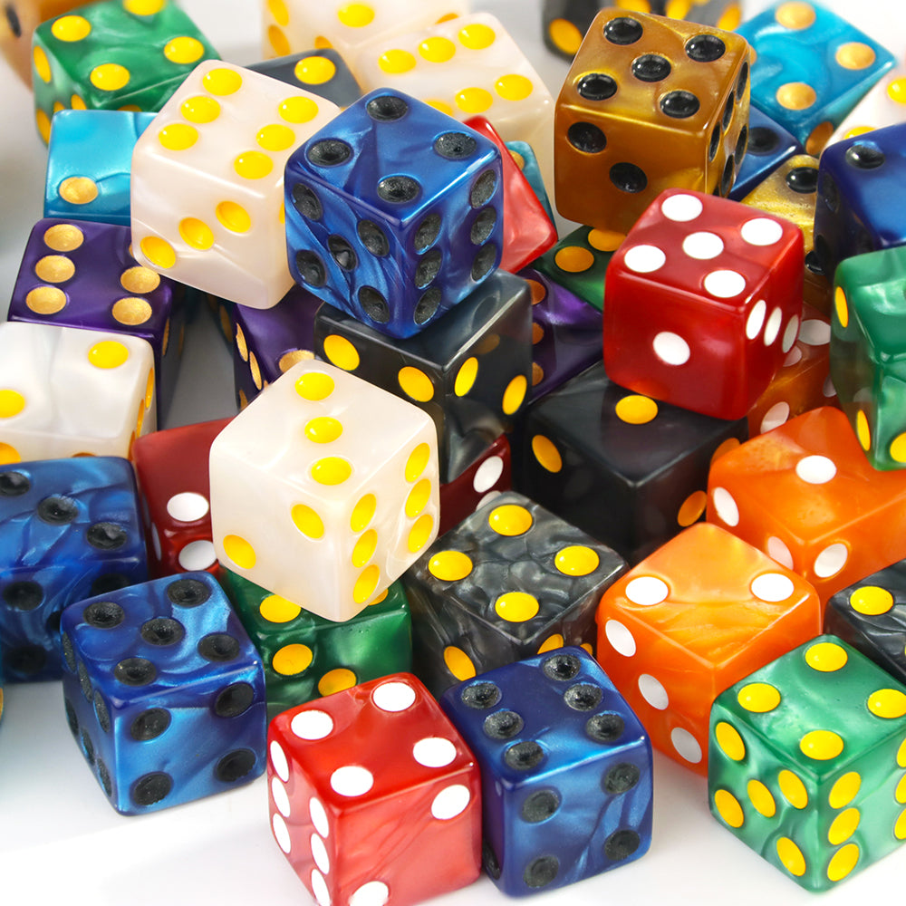 Marble Acrylic D6 Dice Set (10-Pack) for Tabletop RPGs, D&D, and Classroom Learning