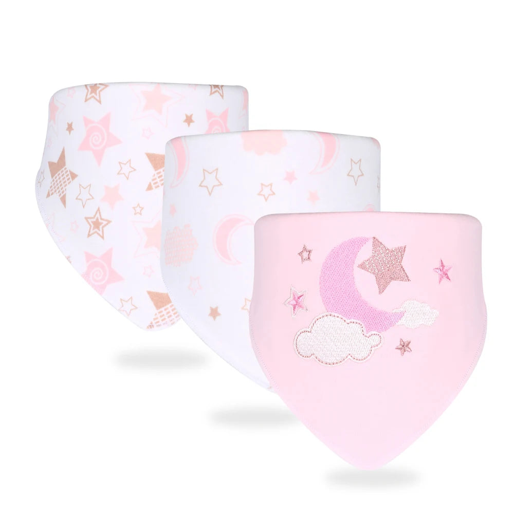 Soft Cotton Baby Bibs (3-Pack) with Cartoon Prints