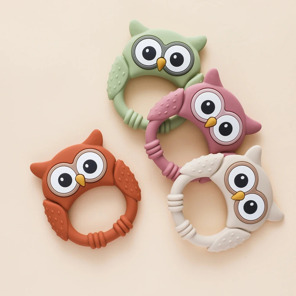 Owl Silicone Baby Teether with Rattle