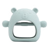 Un chupete de oso de silicona azul claro diseñado para bebés y niños pequeños.