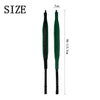 A vertical view of a dark green professional adjustable accordion strap with black accents.