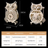 A wooden owl wall clock DIY assembly kit featuring a forged wood and sweeper movement with 122 components.