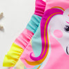 Pink and white kids mermaid unicorn one-piece swimsuit with ruffled trim