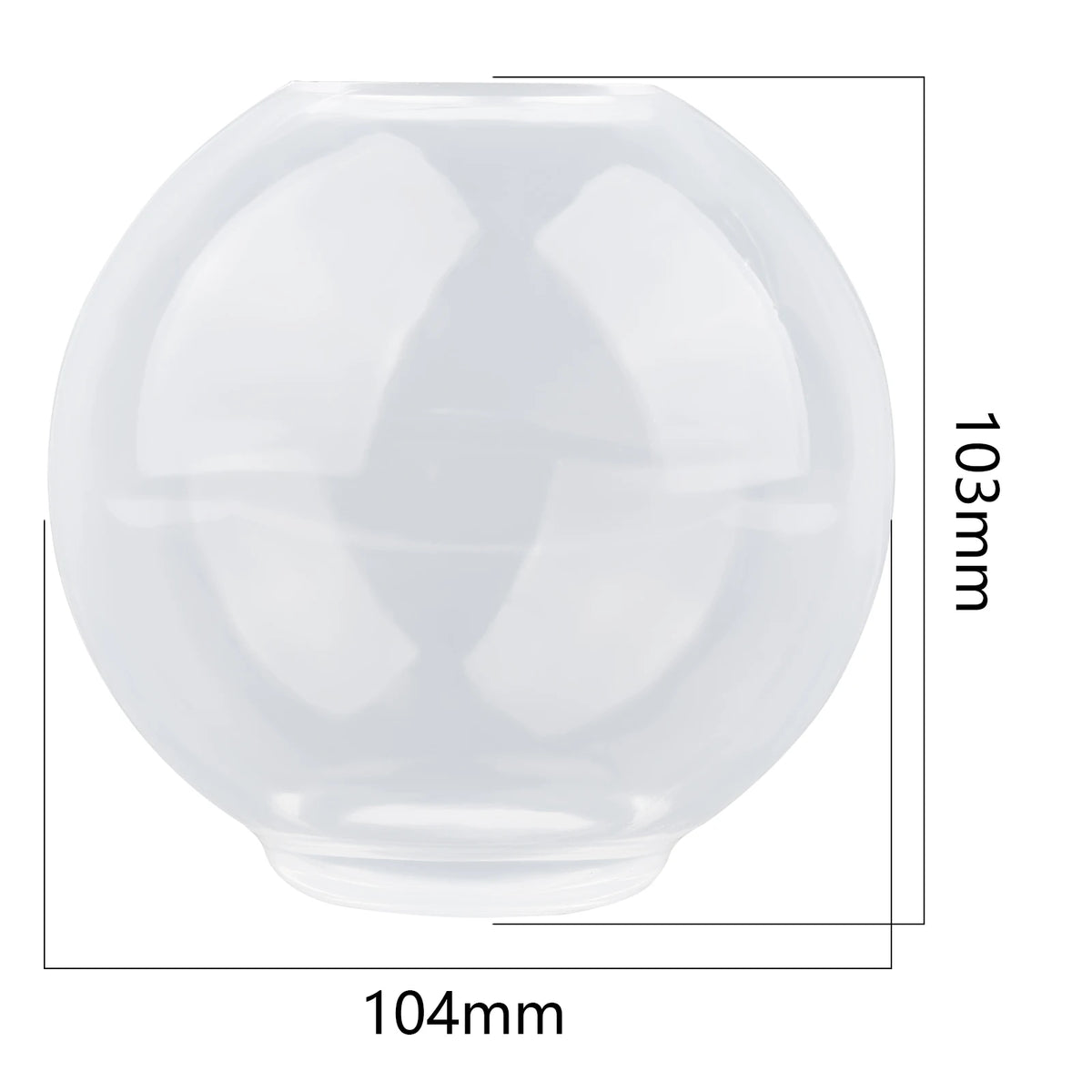 Clear geometric resin casting mold with a rounded dome shape, measuring 104mm wide and 103mm tall.