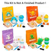 A kit for making adorable animal toys using yarn and crochet techniques, including various colored yarns and tools.