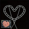 White wire heart shape flower holders for DIY bouquets with a small pink rose in the center.