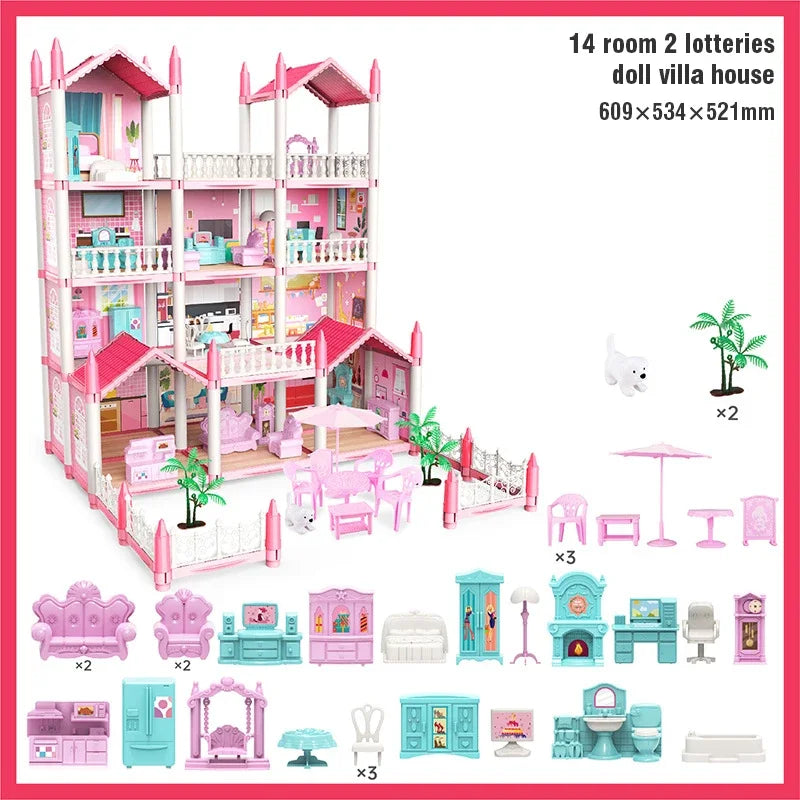Dream Villa Dollhouse Playset with Furniture for Kids