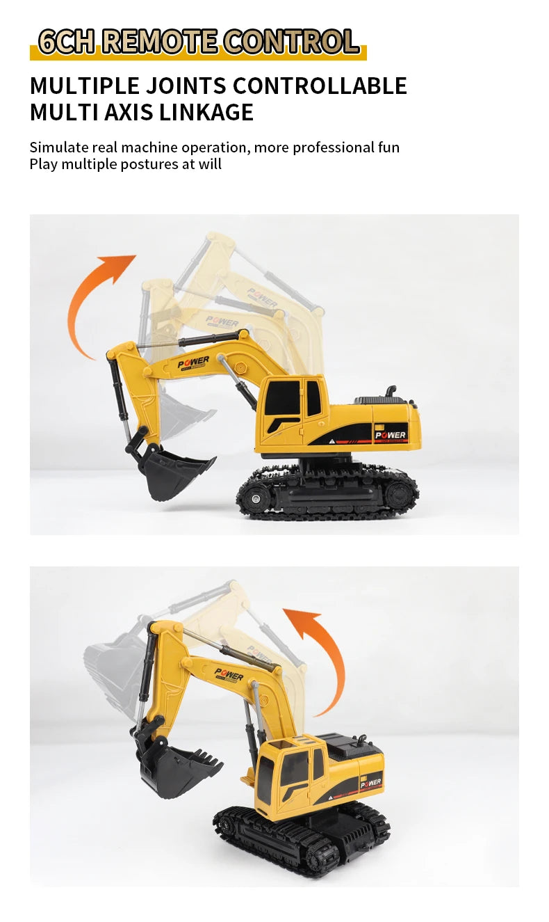 2.4G Remote Control Excavator with Lights and Sound Effects