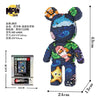 A small bear-shaped building block kit featuring a blue and black design.