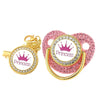 Crystal Crown Pacifier Clip Set with Silicone Nipple